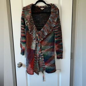 VTG Toi Et Moi Patchwork Chunky Knit Wool Fairy Grunge Whimsigoth Cardigan